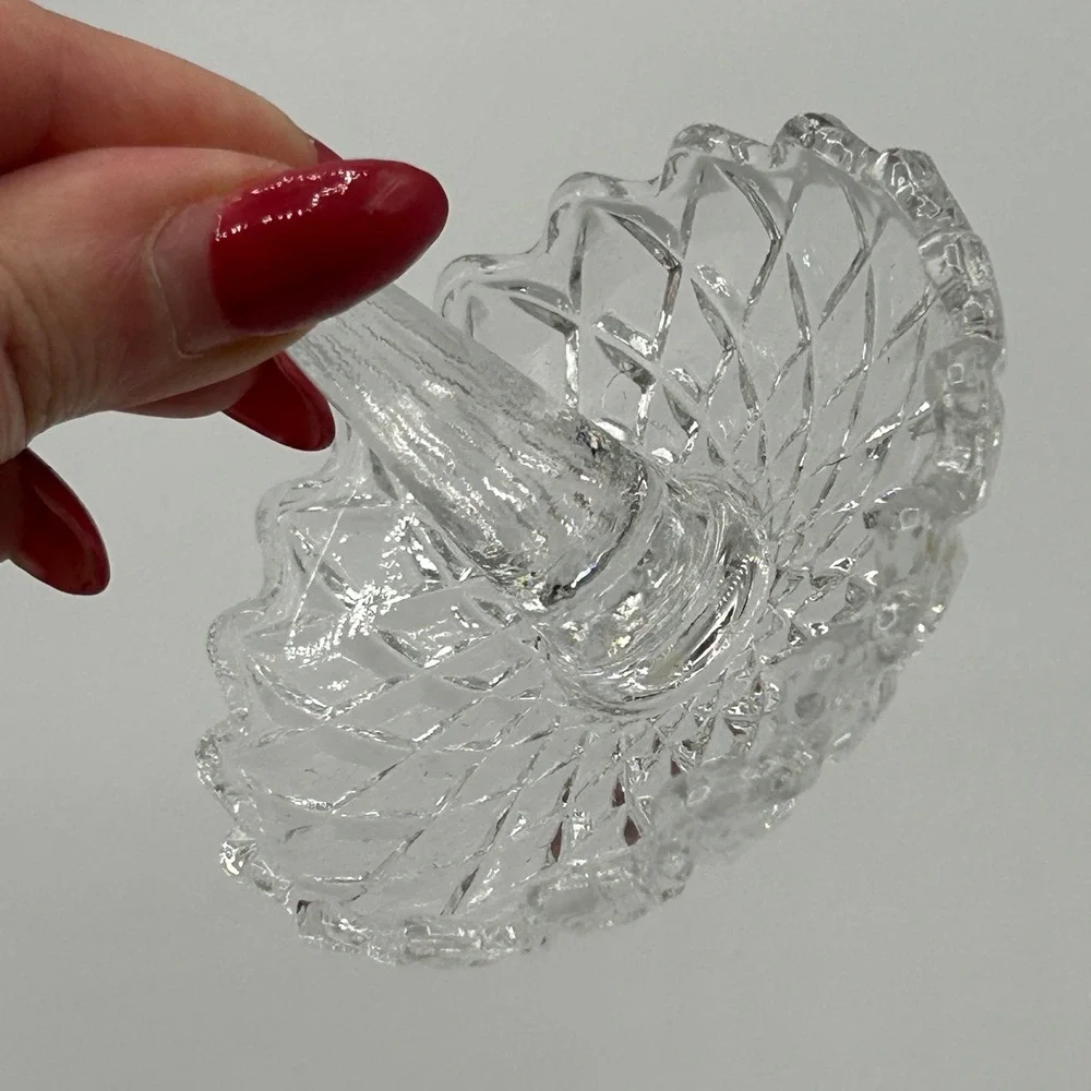 Clear Glass Ring Thin Cone Holder Display Stand Trinket Dish Jewelry Decor 3